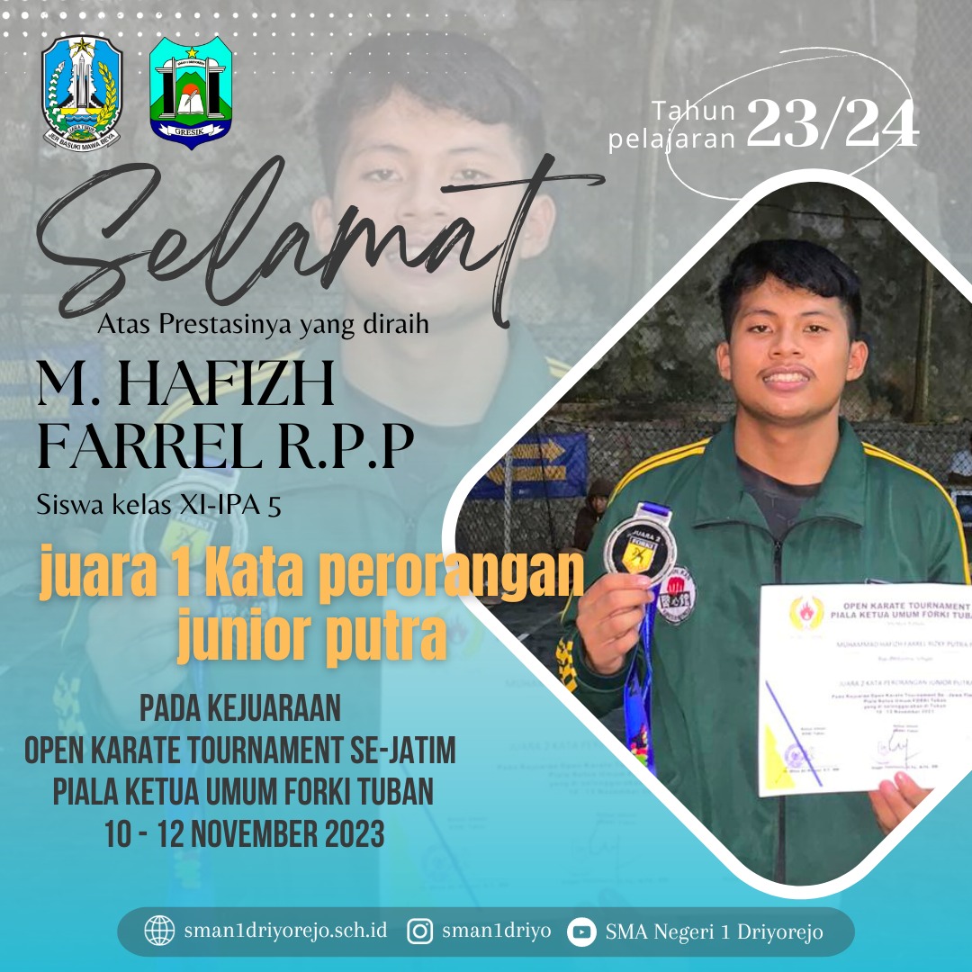 Juara 1 Kata Perorangan Junior Putra - Kejuaraan Open Karate Tourmament  Piala Ketua Umum FORKI Tuban