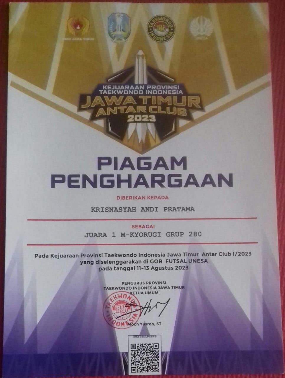 KEJUARAAN PROVINSI TAEKWONDO INDONESIA JAWA TIMUR ANTAR CLUB 2023