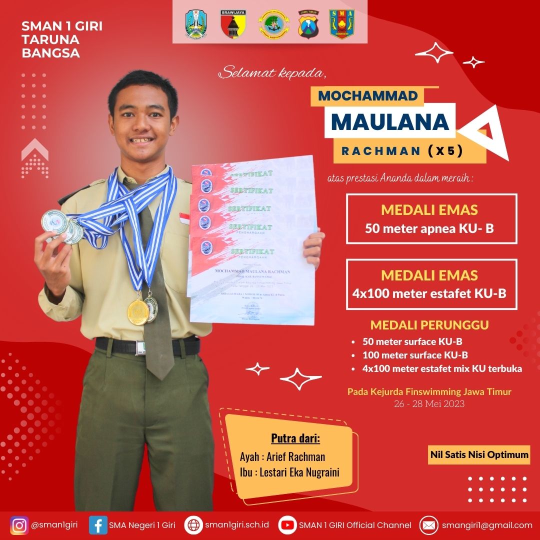 MEDALI EMAS 50 METER APNEA DAN 4 X 100 ESTAFET