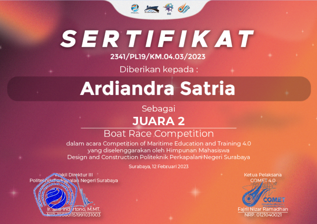 Juara 2 Boat Race Competition Comet