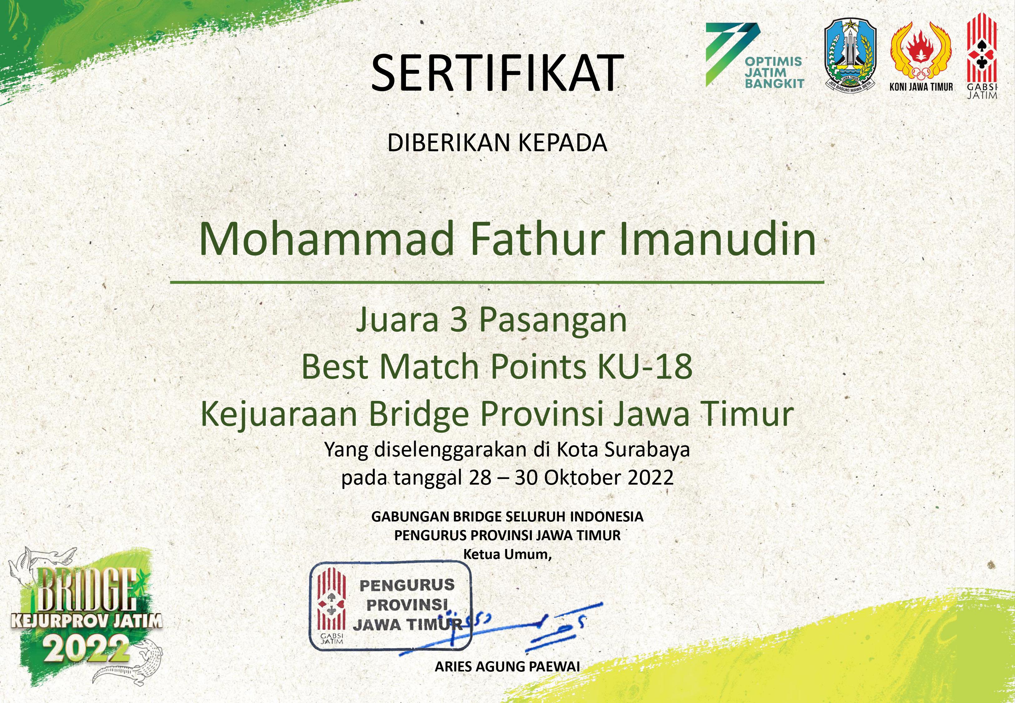 JUARA 3 PASANGAN BRIDGE JAWA TIMUR