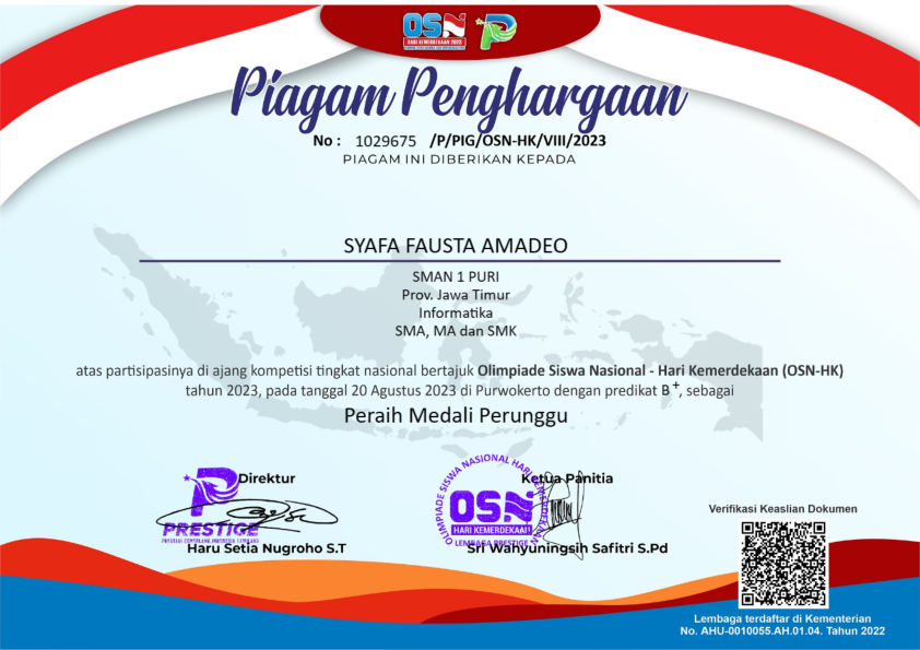 JUARA 2 DALAM LOMBA OSN-HK  INFORMATIKA