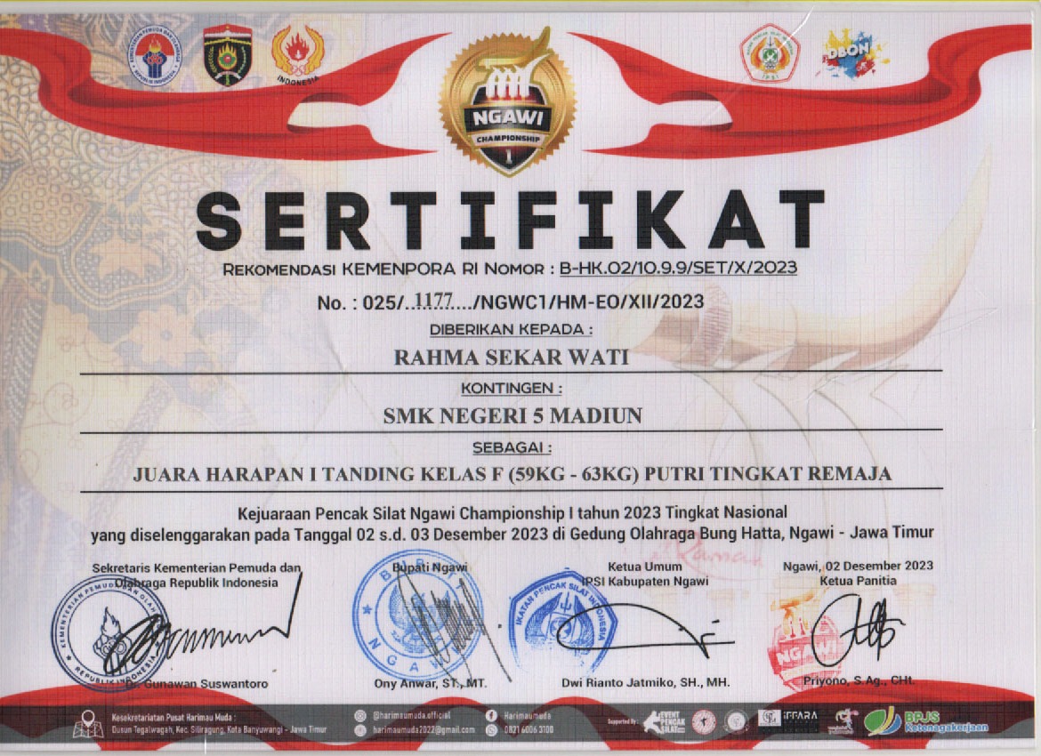 KEJUARAAN PENCAK SILAT KELAS F PUTRI REMAJA SMA/SMK SEDERAJAT