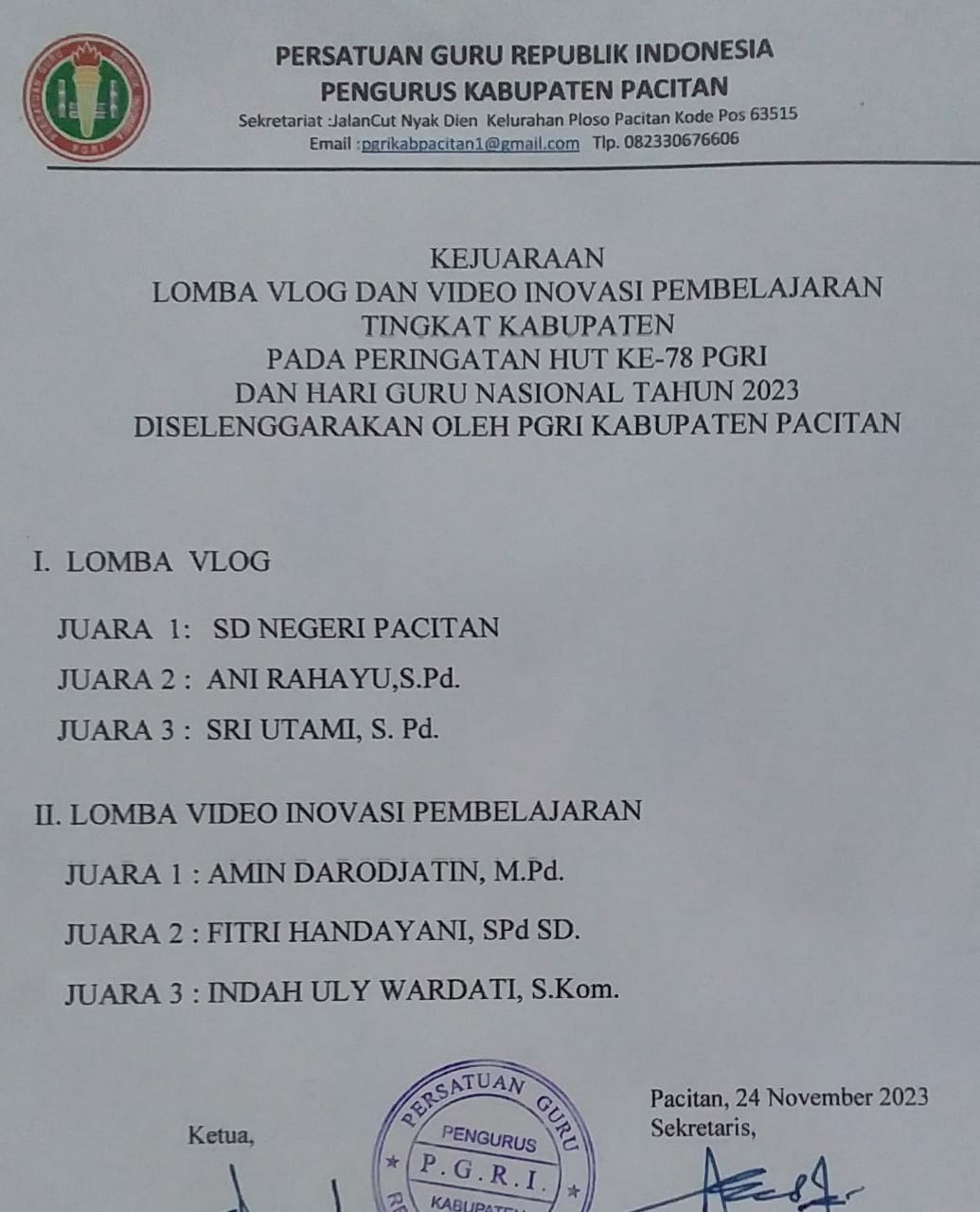 Lomba Video Inovasi Pembelajaran