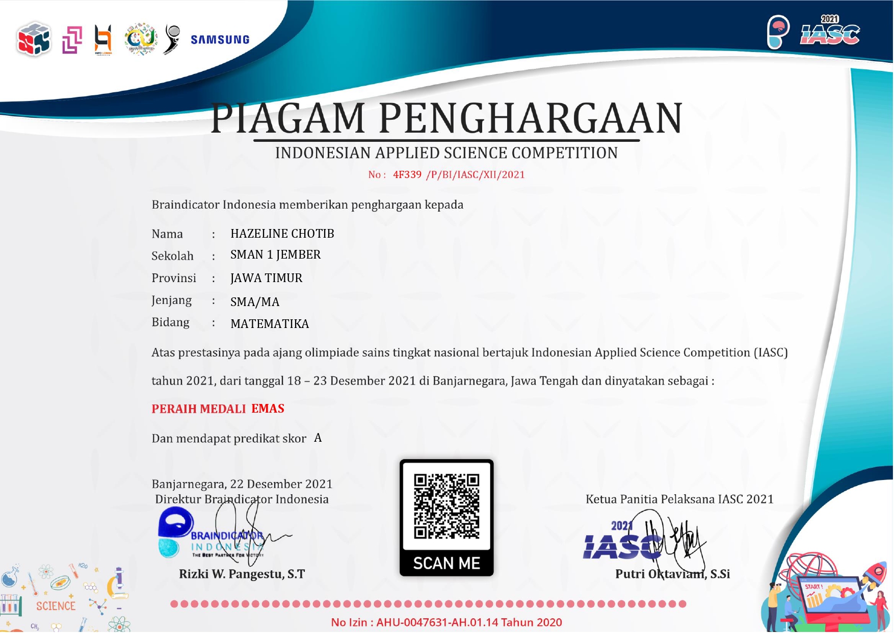 Indonesian Applied Science Competition (IASC) 2021 Bidang Matematika 