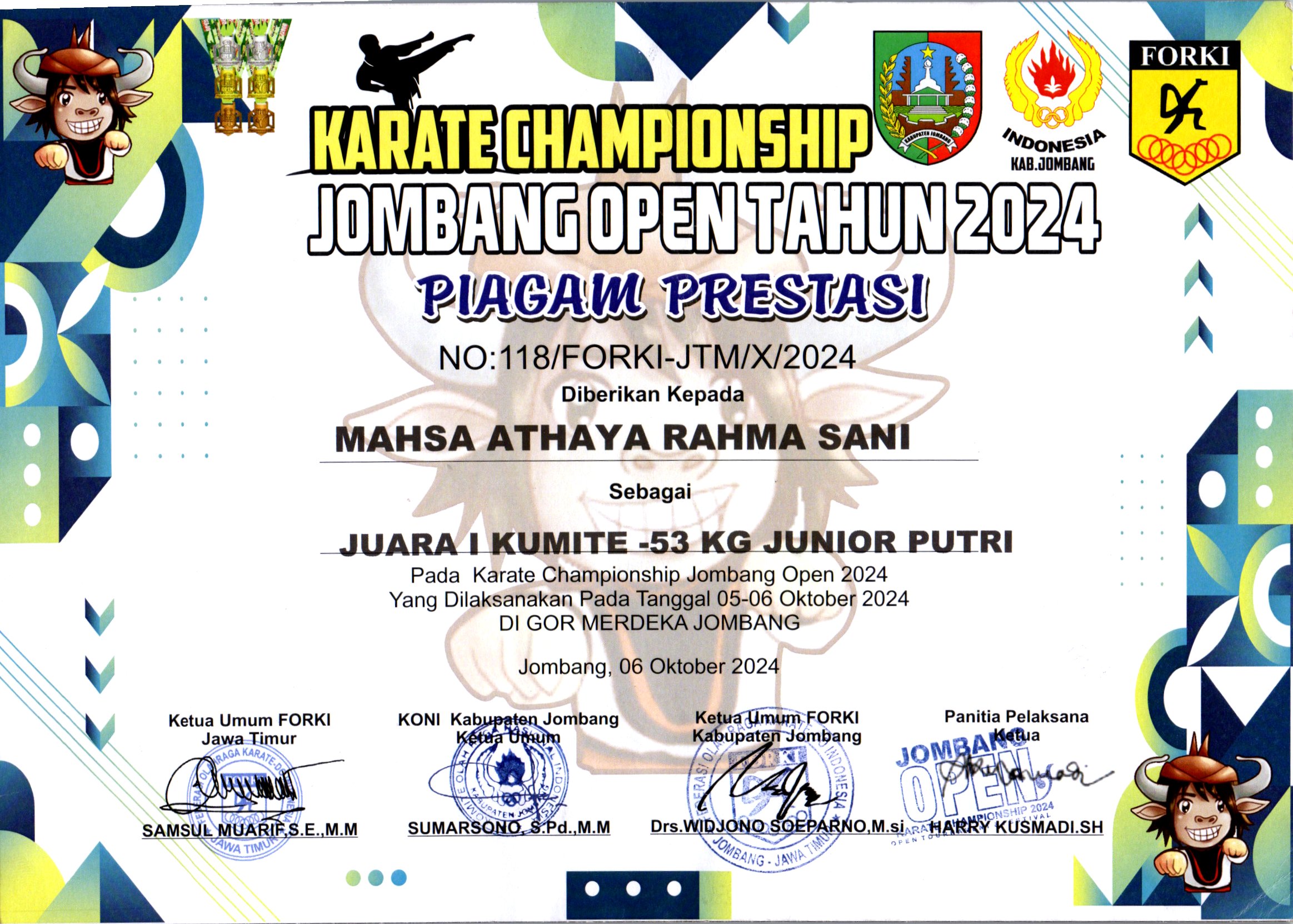 KARATE CHAMPIONSHIP JOMBANG OPEN 2024 KATEGORI KUMITE -53 KG JUNIOR PUTRI 