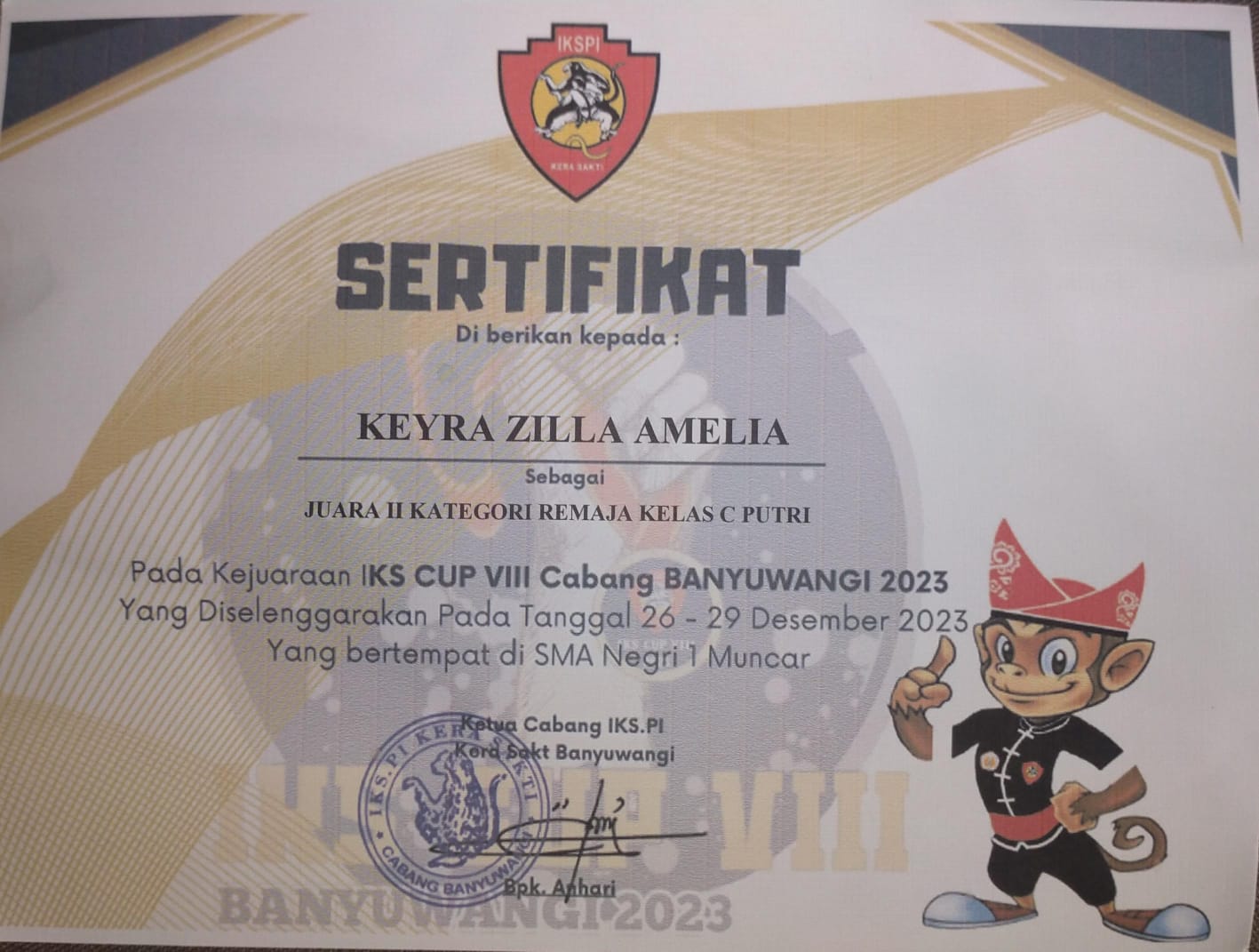 Kategori Remaja Kelas C Putri  Pada Kejuraan IKS CUP VIII Cabang Banyuwangi  2023 yang di selenggarakan pada tanggal  26-29 Desember 2023 yang bertempat di SMAN 1 Muncar\'