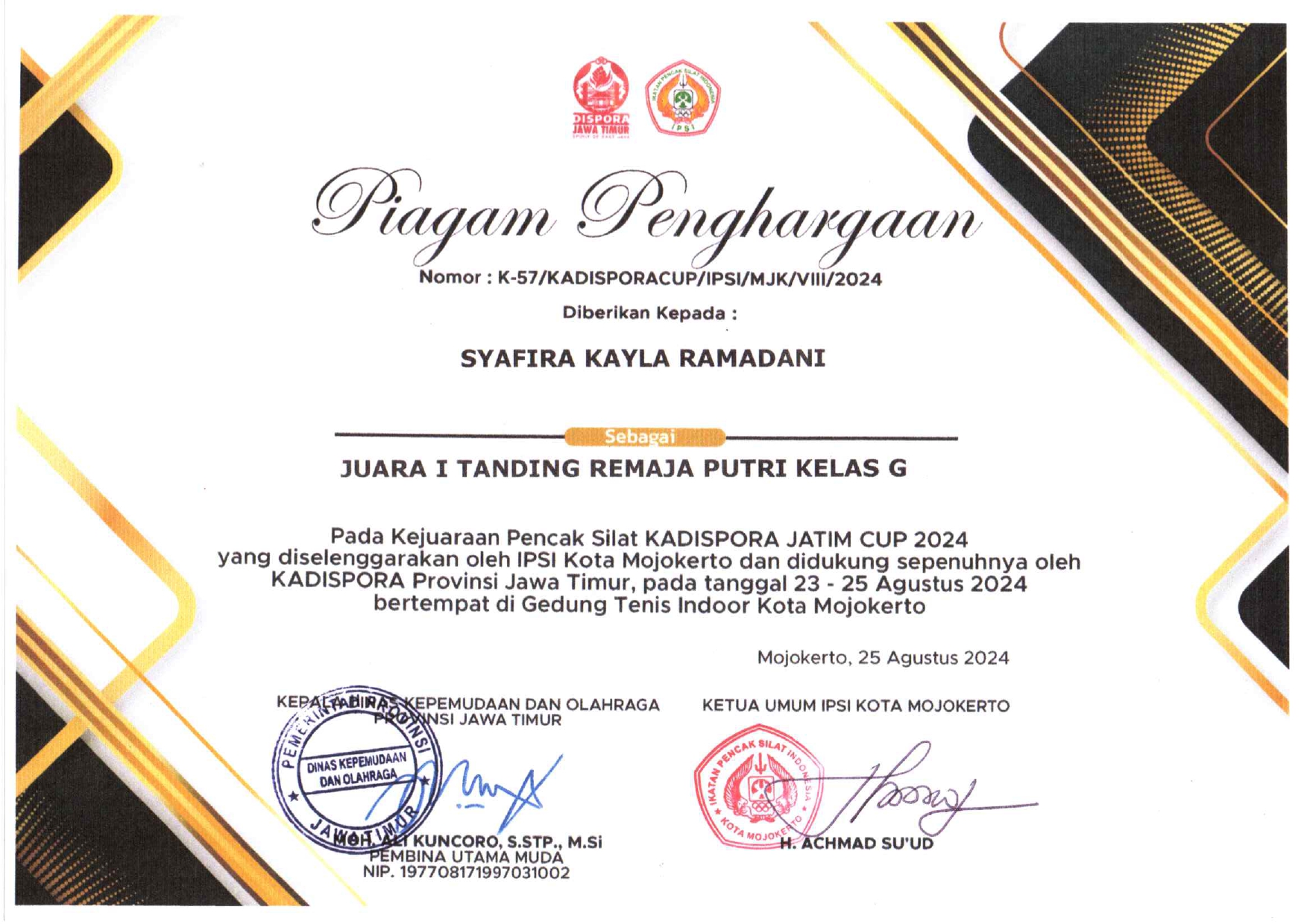 Kejuaraan Pencak Silat KADISPORA JATIM CUP 2024