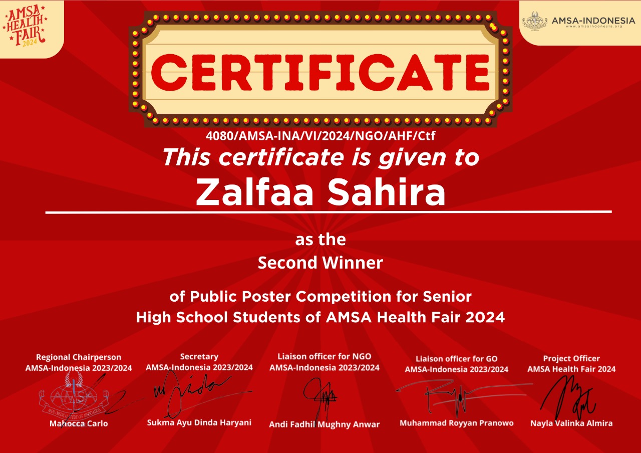 Public Poster Competition For Senior High School Students of AMSA Health Fair 2024