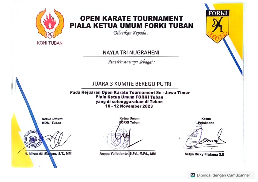 OPEN KARATE TAURNAMENT PIALA KETUA UMUM FORKI TUBAN KUMITE BEREGU PUTRI