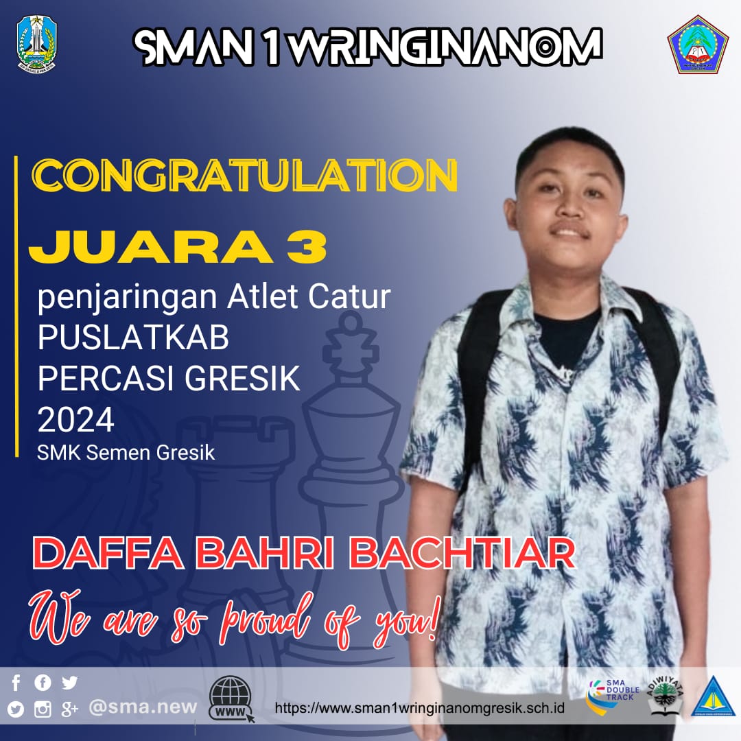 JUARA 3 PENJARINGAN ATLET CATUR PUSLATKAB PERCASI GRESIK 2024