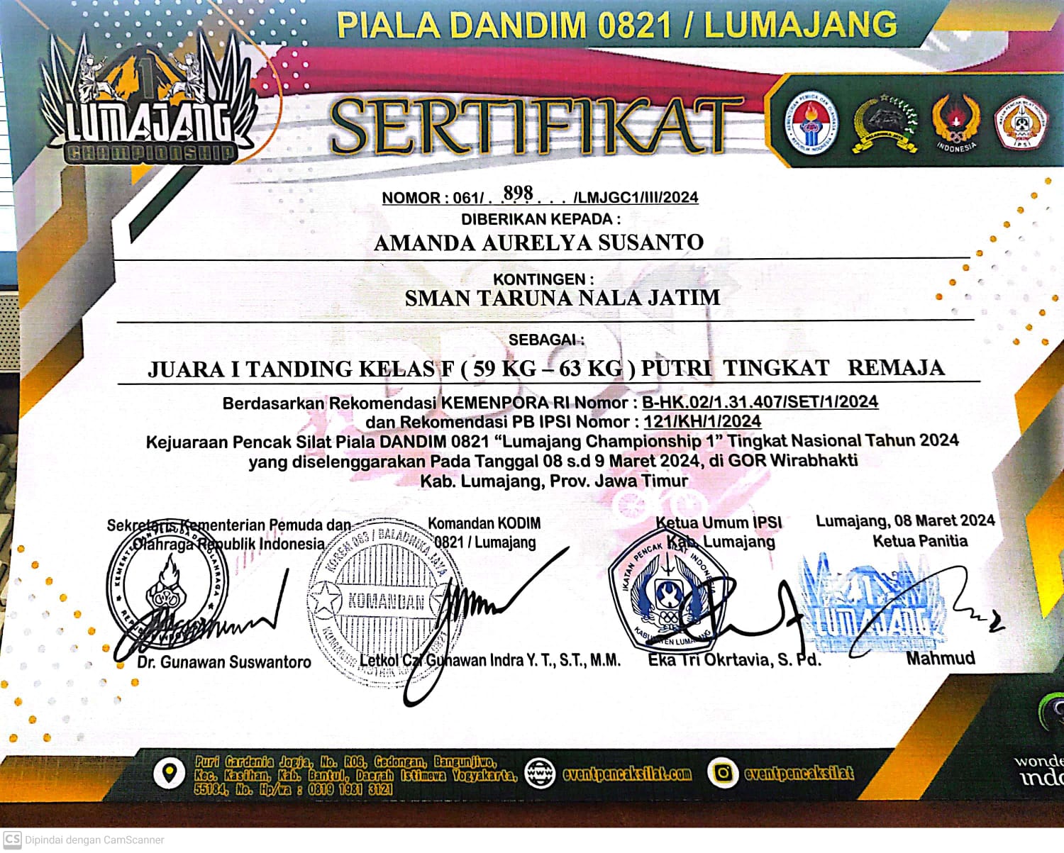 KEJUARAAN PENCAK SILAT PIALA DANDIM 0821 LUMAJANG CHAMPIONSHIP 1