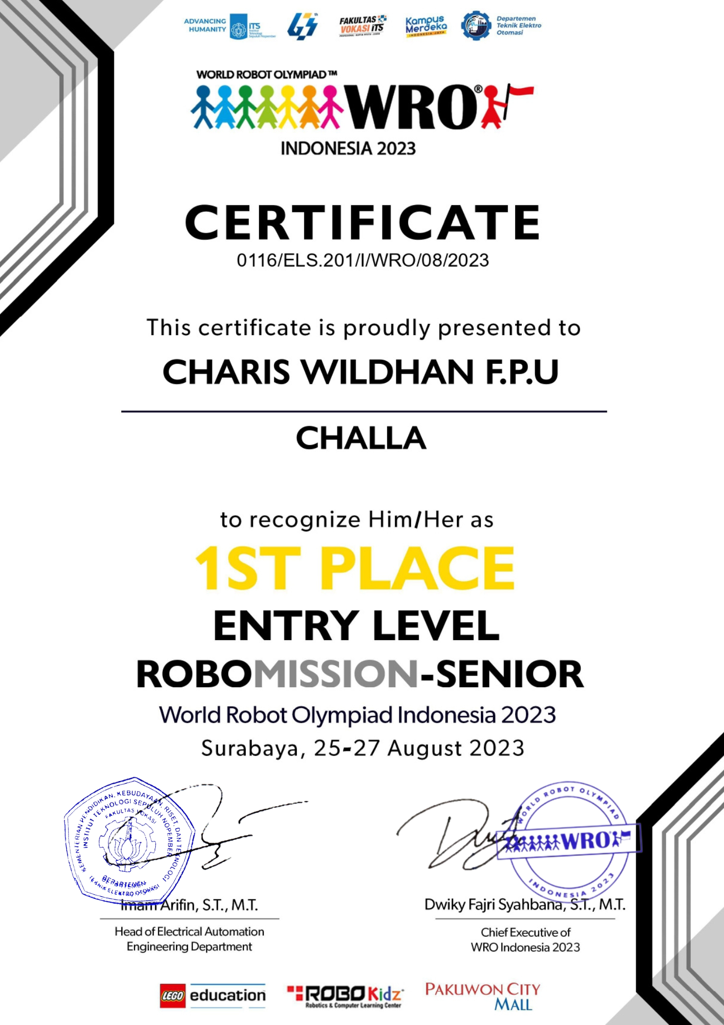 Entry Level Robomission-Senior World Robot Olympiad Indonesia 2023