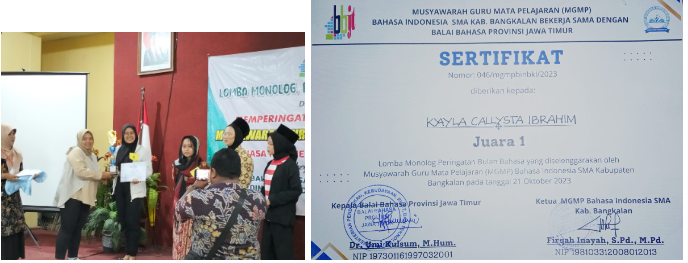 LOMBA MONOLOG PERINGATAN BULAN BAHASA MGMP BAHASA INDONESIA SMA KABUPATEN BANGKALAN