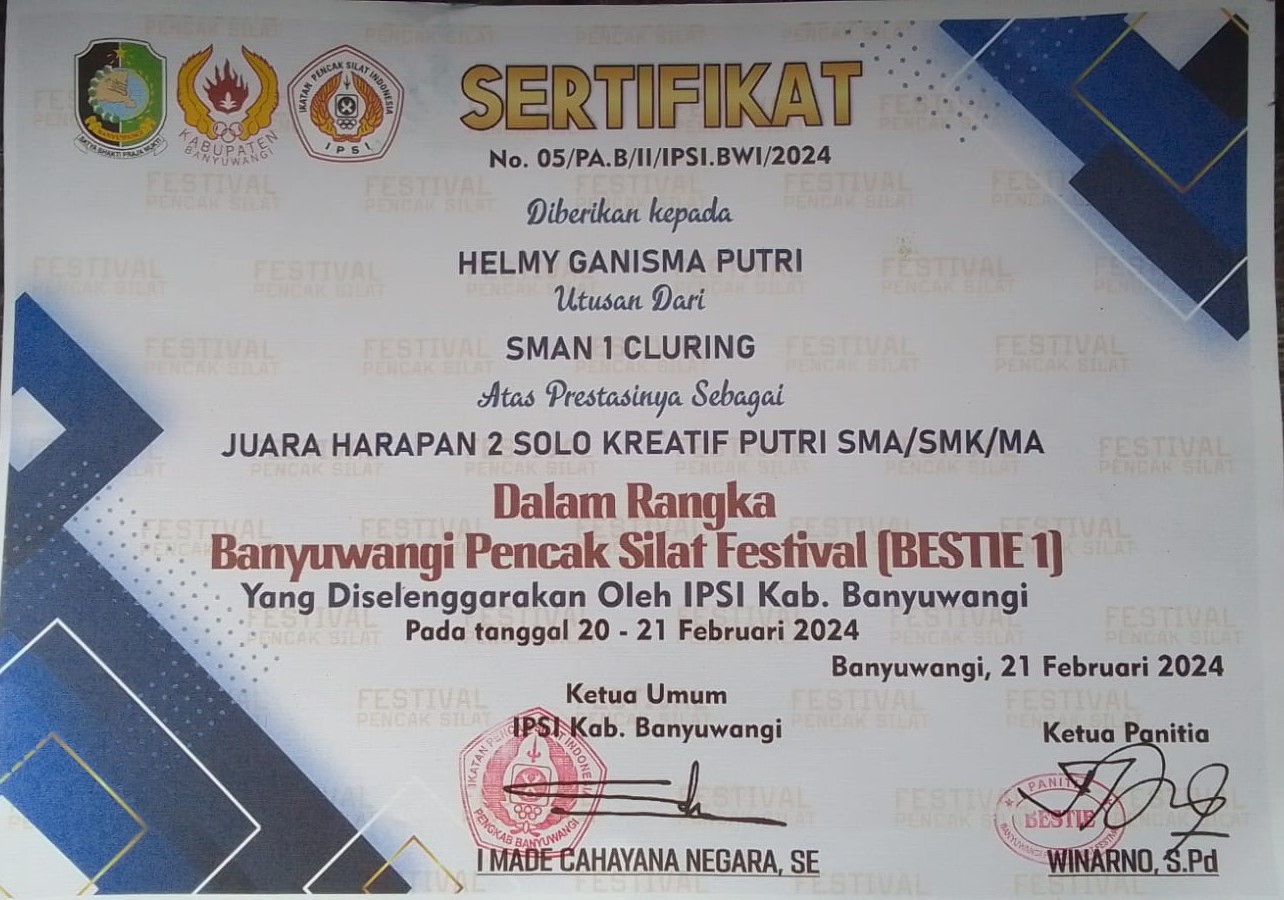 Kategori : Solo Kreatif Putri SMA/SMK/MA Dalam rangka Banyuwangi Pencak Silat Festival  (Bestie 1) yang diselenggarakan oleh IPSI Kab. Banyuwangi Tahun 2024