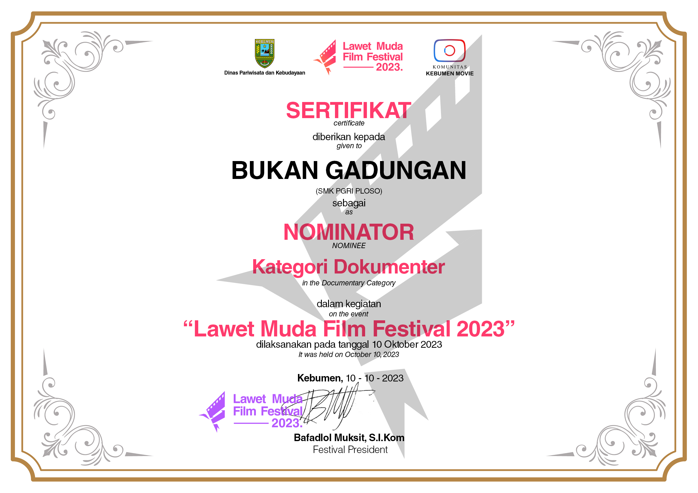 NOMINATOR KATEGORI DOKUMENTER \