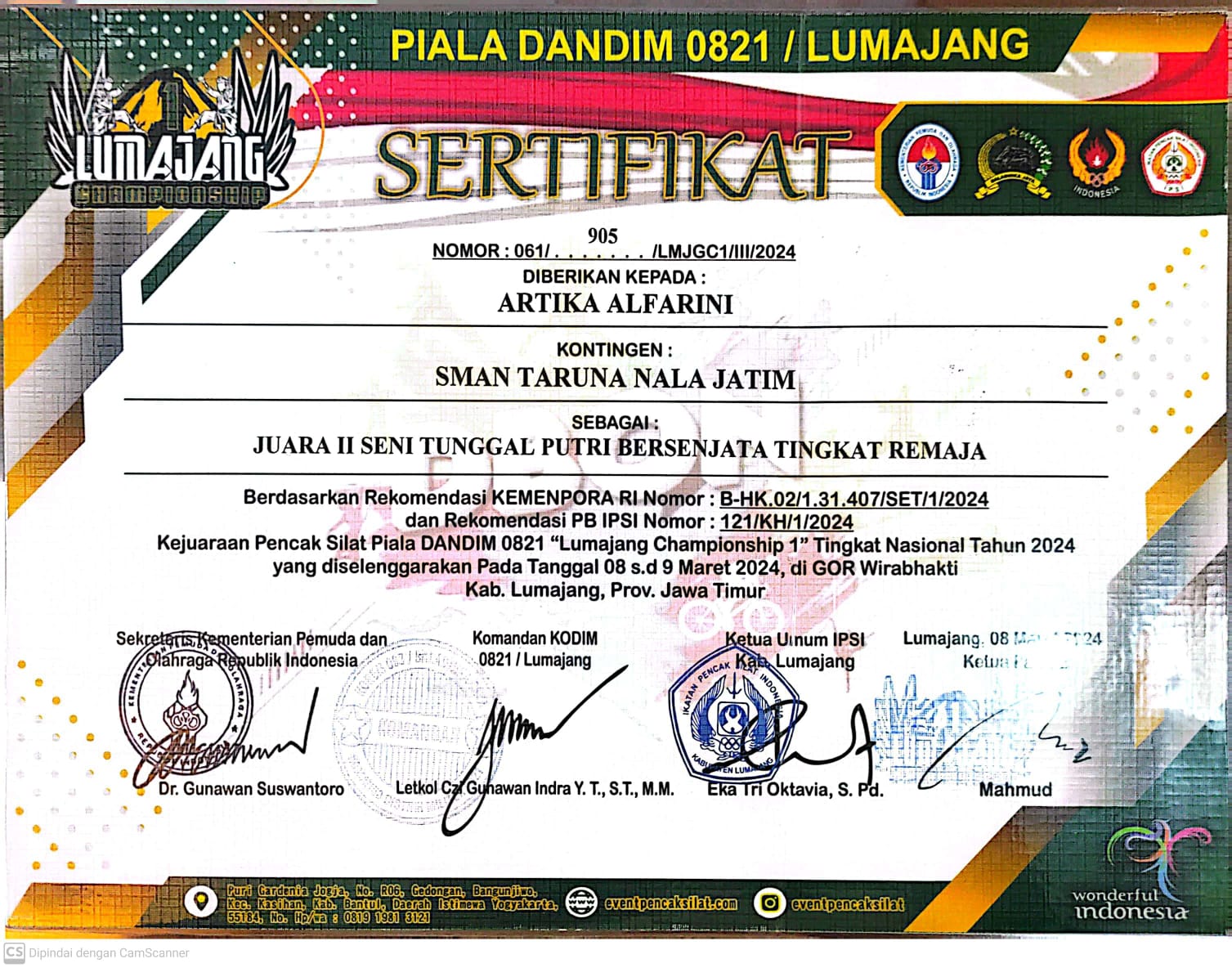 KEJUARAAN PENCAK SILAT PIALA DANDIM 0821 LUMAJANG CHAMPIONSHIP 1