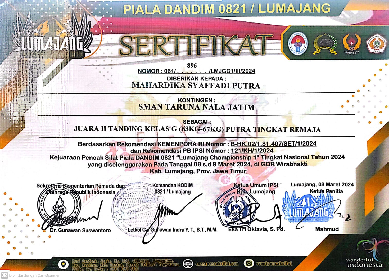 KEJUARAAN PENCAK SILAT PIALA DANDIM 0821 LUMAJANG CHAMPIONSHIP 1