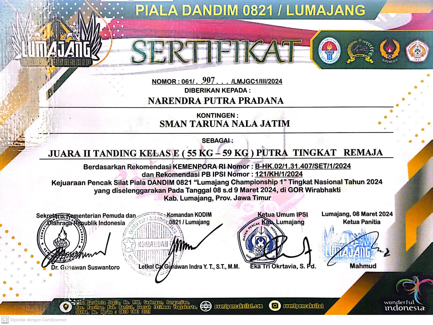 KEJUARAAN PENCAK SILAT PIALA DANDIM 0821 LUMAJANG CHAMPIONSHIP 1