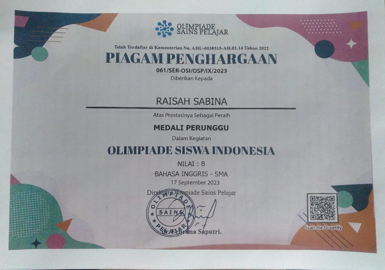 OLIMPIADE SISWA INDONESIA MAPEL BAHASA INGGRIS TINGKAT SMA