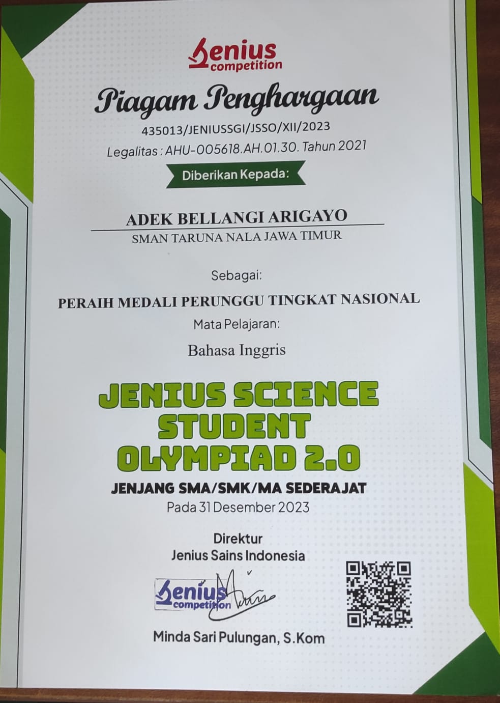 JENIUS SCIENCE STUDENT OLYMPIAD 2.0