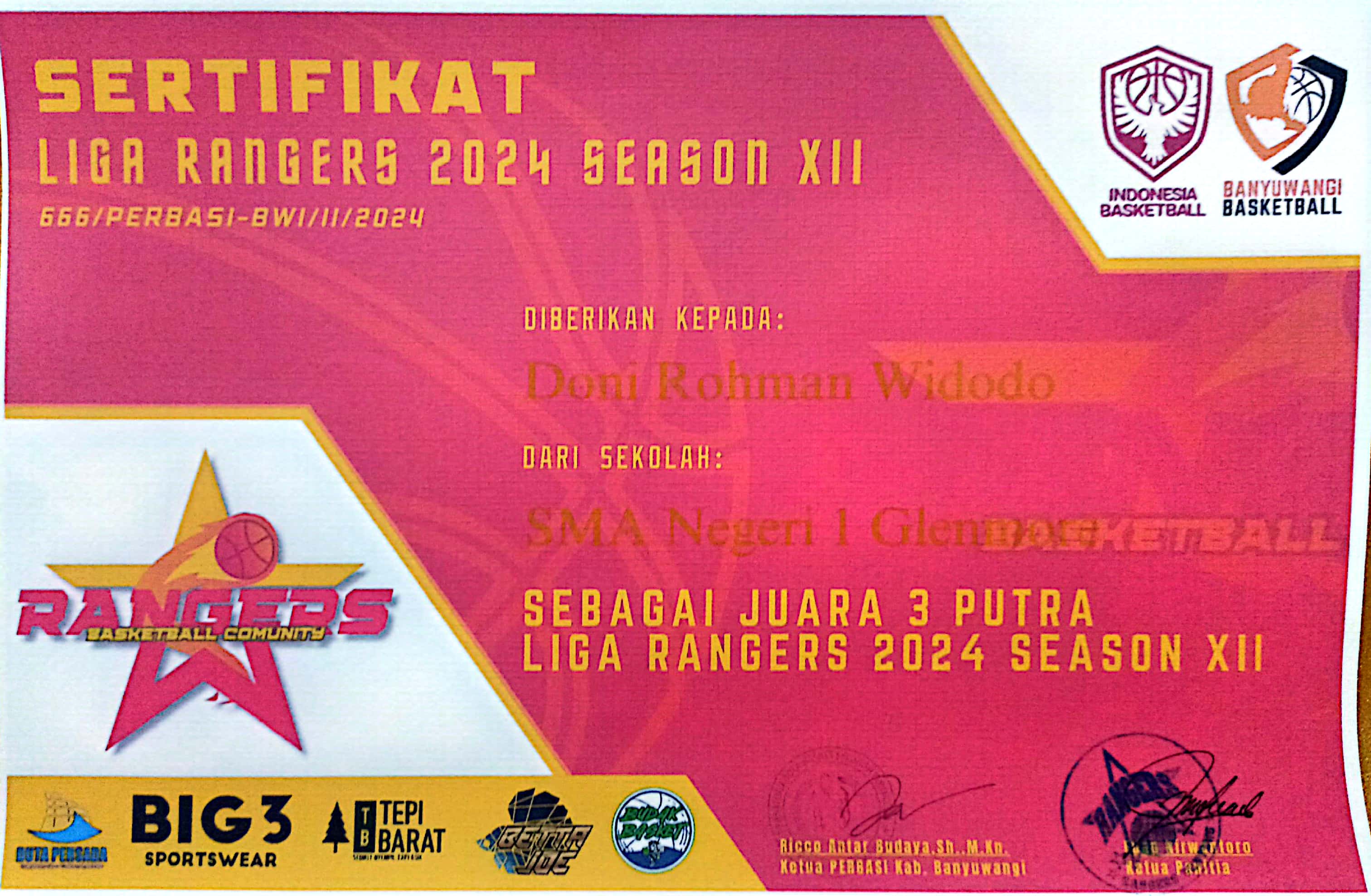 Juara tiga liga Ranger 2024 season XII