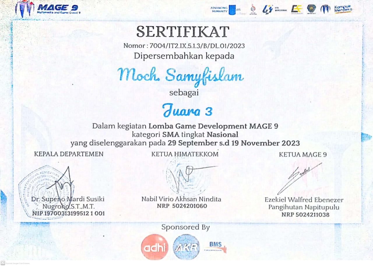 LOMBA GAME DEVELOPMENT MAGE 9 TINGKAT SMA