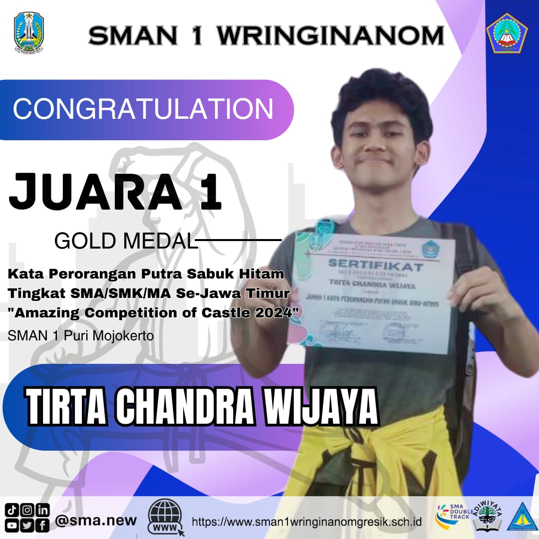 JUARA 1 KATA PERORANGAN PUTRA SABUK HITAM SE JAWA TIMUR \