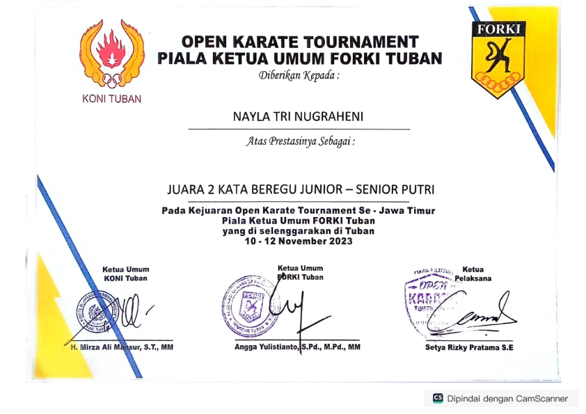 OPEN KARATE TAURNAMENT PIALA KETUA UMUM FORKI TUBAN KATA BEREGU JUNIOR SENIOR PUTRI