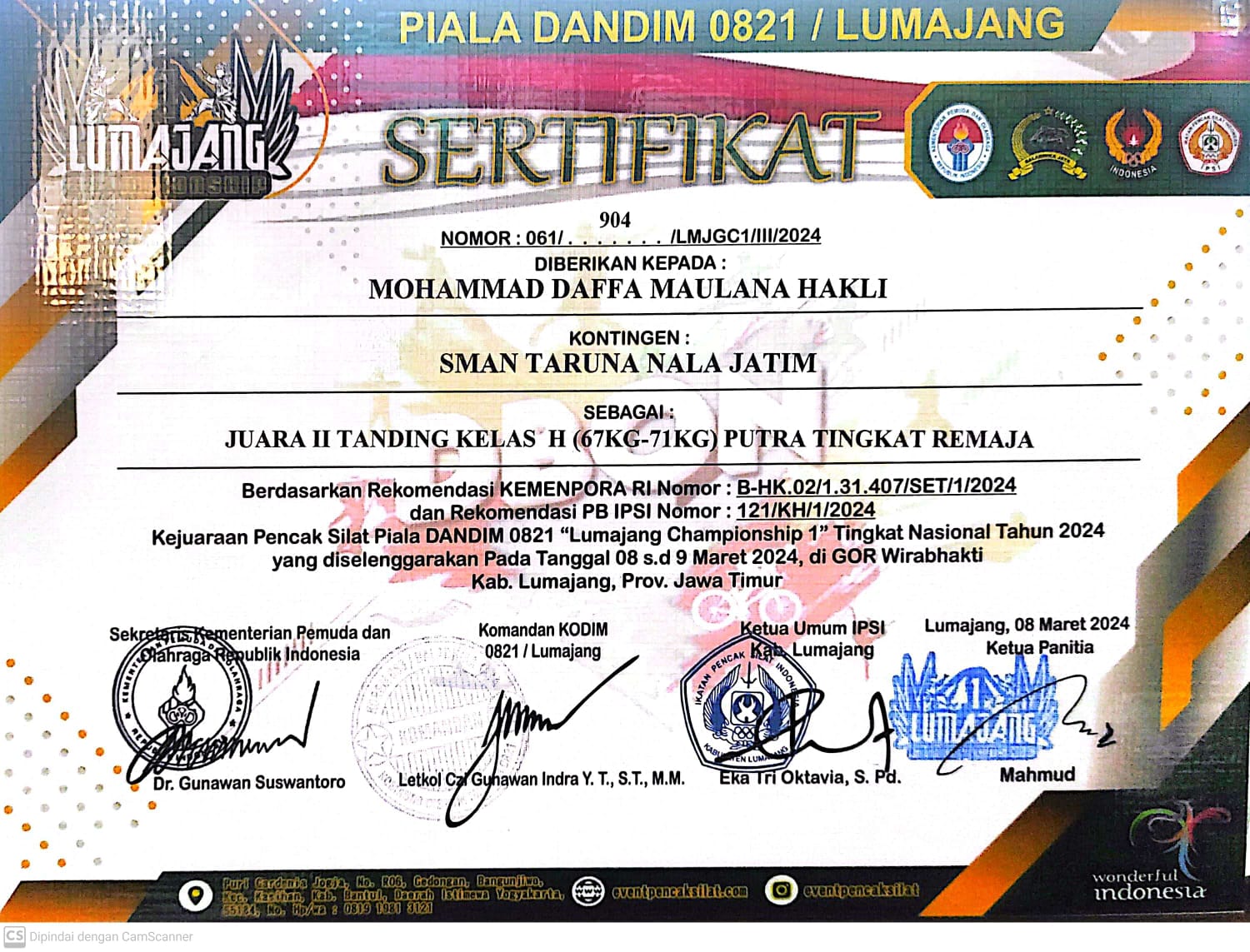 KEJUARAAN PENCAK SILAT PIALA DANDIM 0821 LUMAJANG CHAMPIONSHIP 1