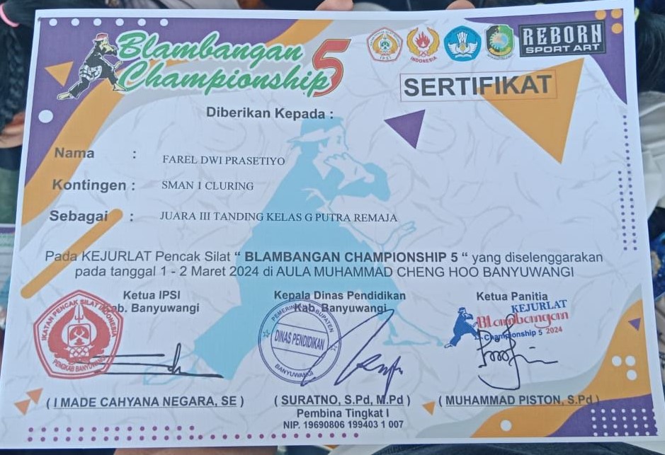 Kategori : Tanding kelas G putra Kejurlat PencakSilat Blambangan Championship 5 yang diselenggarakan pada tanggal 1 -2 Maret 2024 di Aula Muhammad Cheng Hoo Banyuwangi