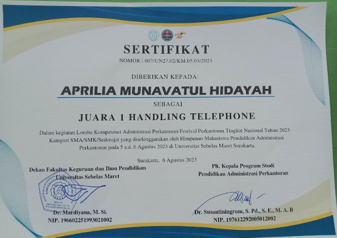 FESPER (FESTIVAL PERKANTORAN TINGKAT NASIONAL 2023) Lomba Handling Telephone