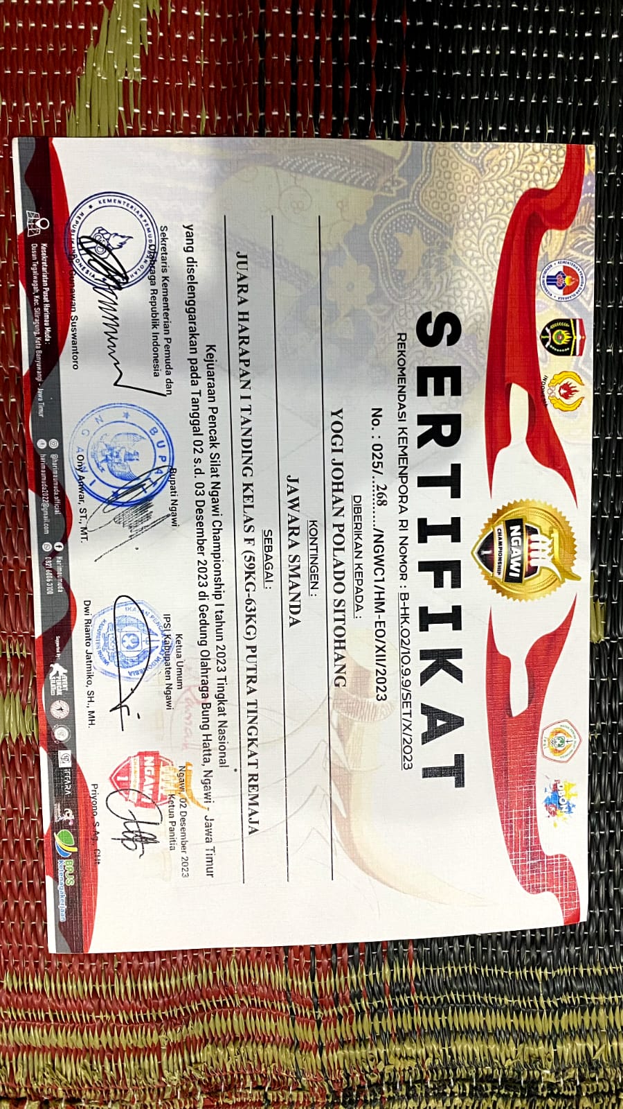 KEJUARAAN PENCAK SILAT NGAWI CHAMPIONSHIP 1