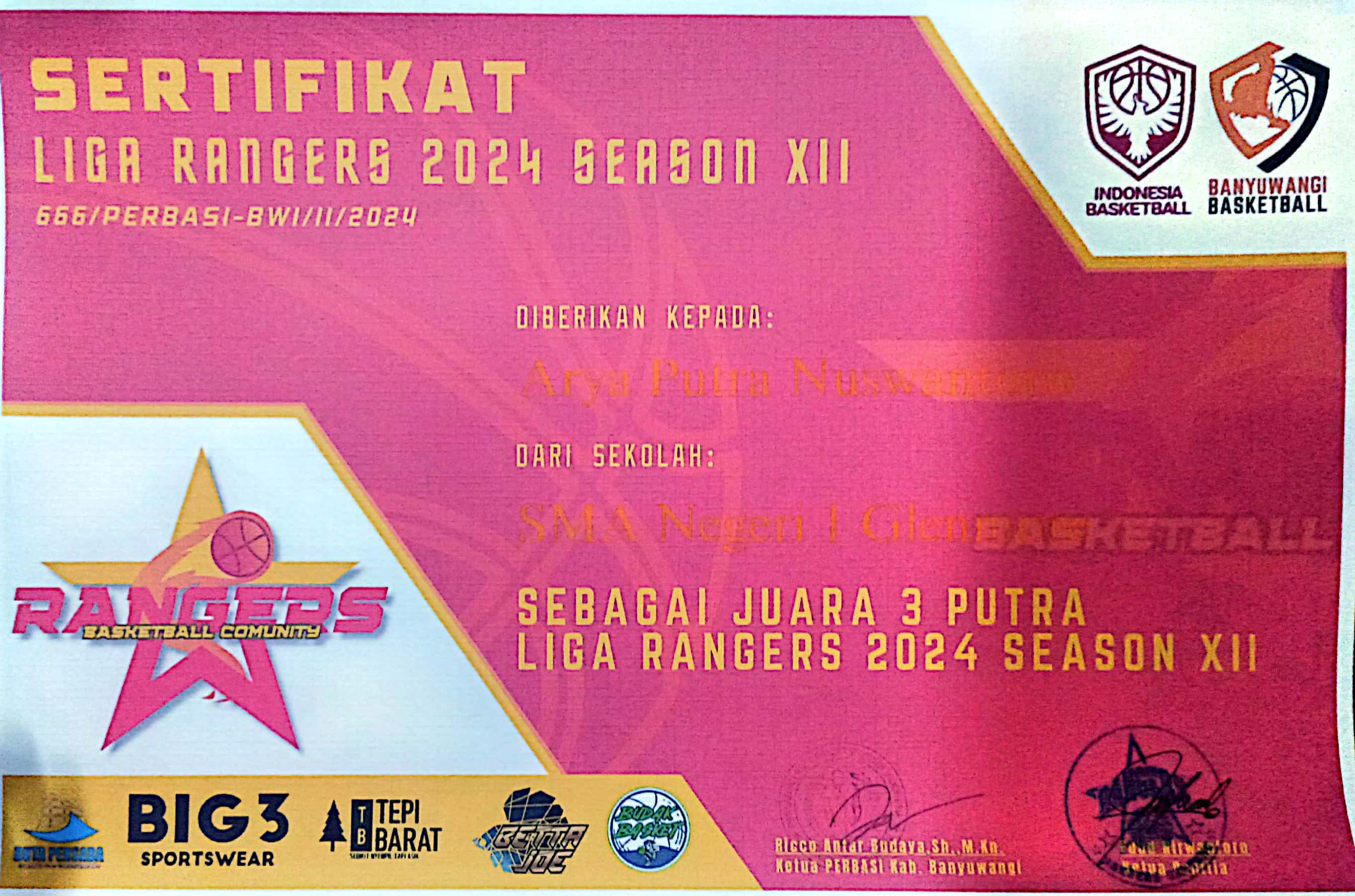 Juara tiga liga Ranger 2024 season XII