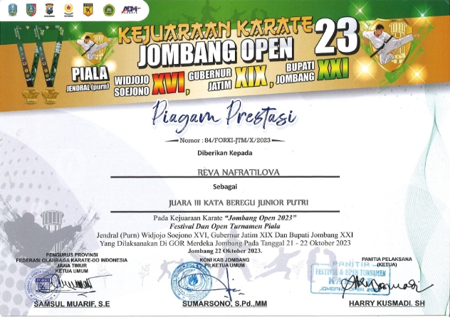 KEJUARAAN KARATE JOMBANG OPEN TAHUN 2023 KATA BEREGU JUNIOR PUTRI