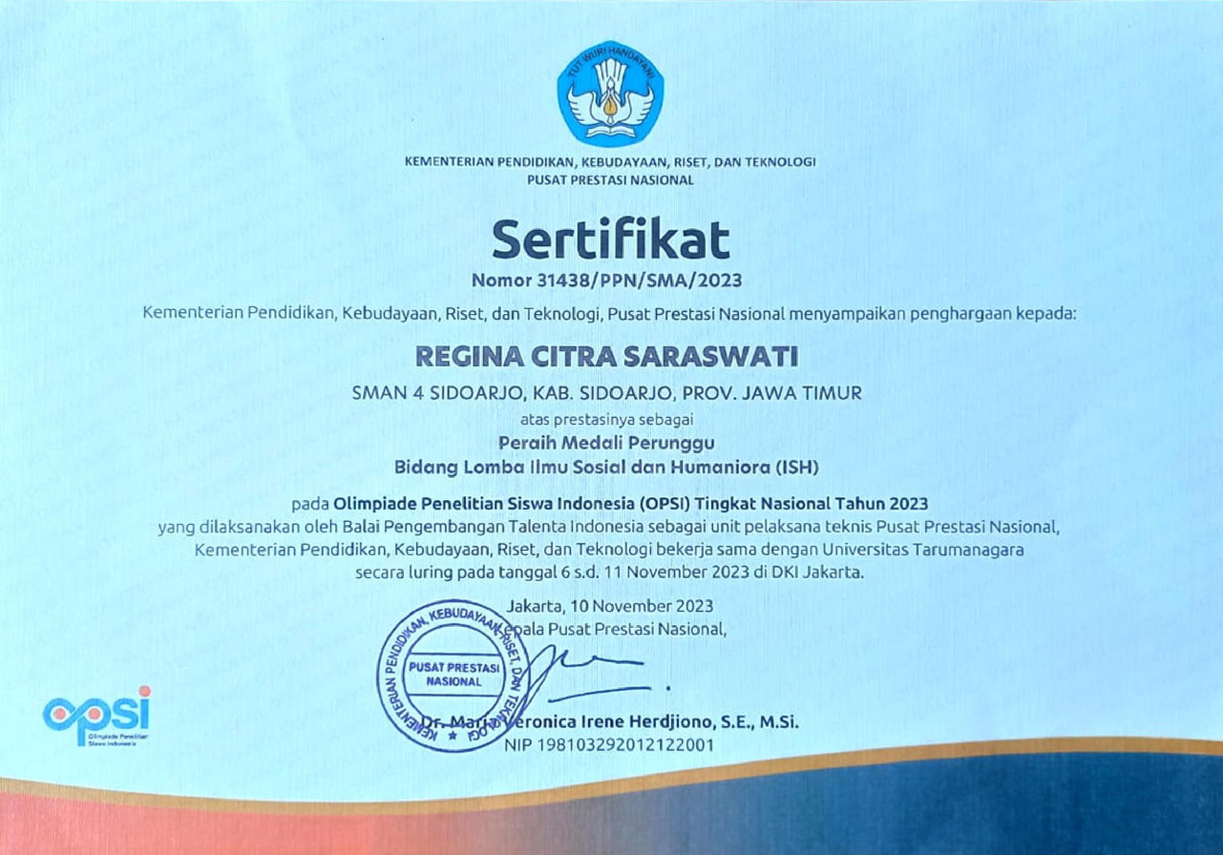 OLIMPIADE PENELITIAN SISWA INDONESIA  (OPSI) TINGKAT NASIONAL BIDANG LOMBA ILMU SOSIAL DAN HUMANIORA (ISH)