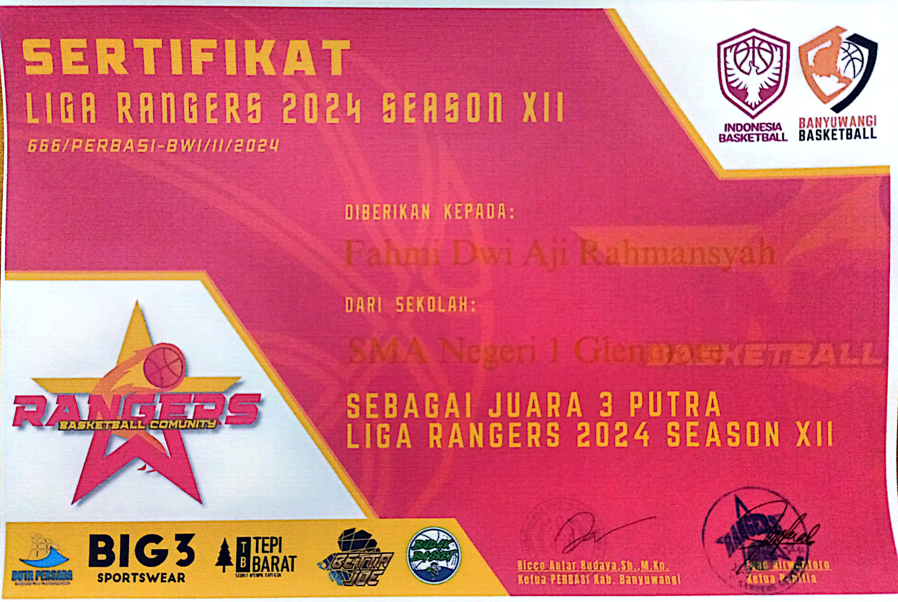 Juara tiga liga Ranger 2024 season XII