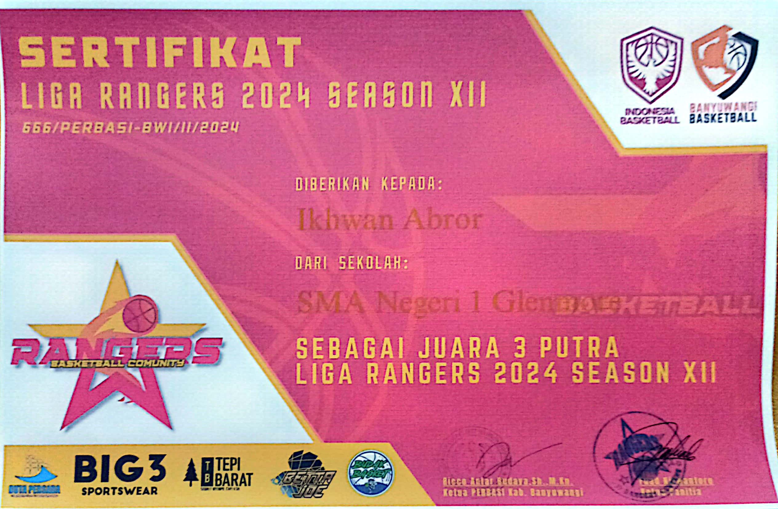 Juara tiga liga Ranger 2024 season XII