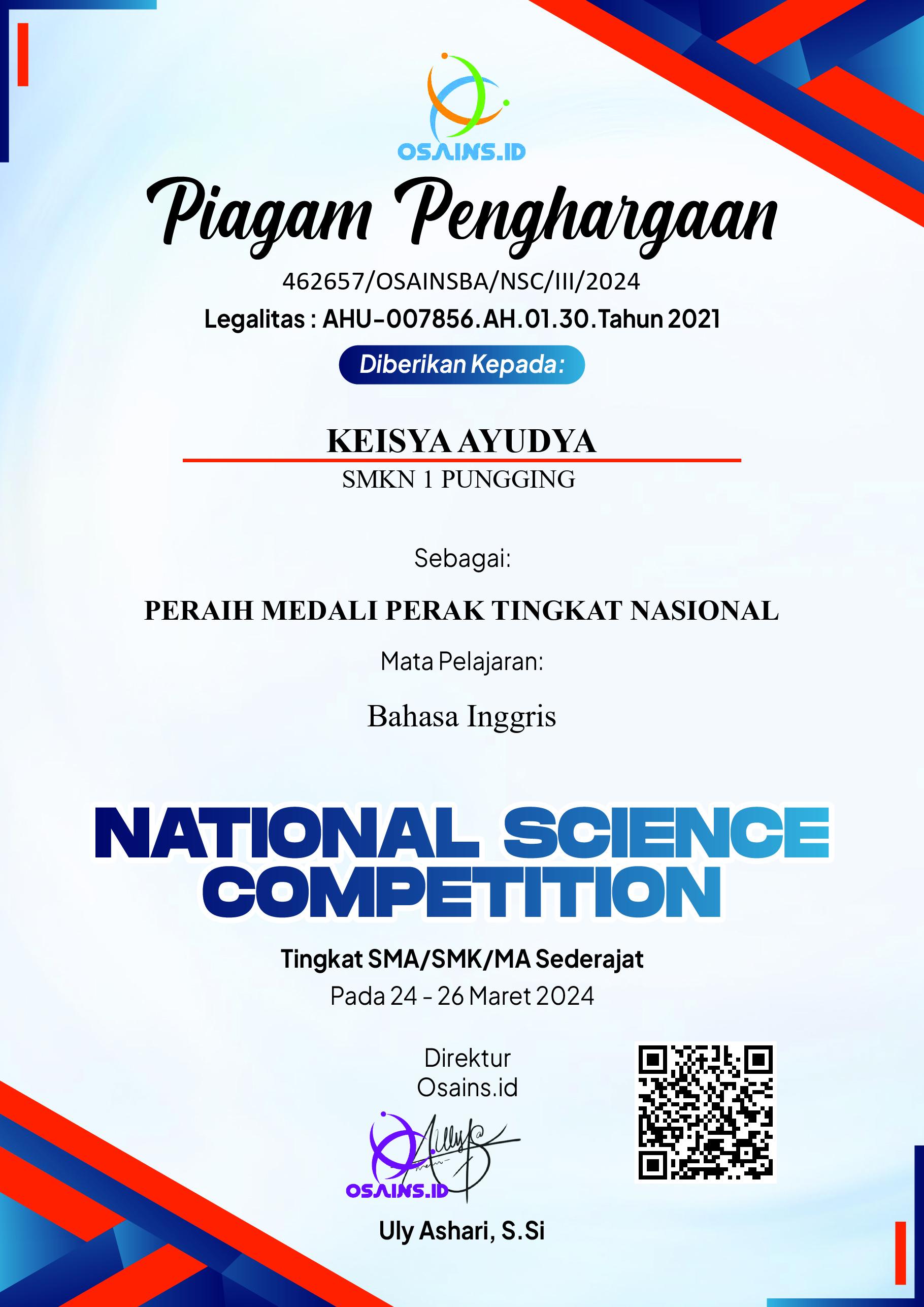 National science competition 2.0 Mata Pelajaran Bahasa Inggris