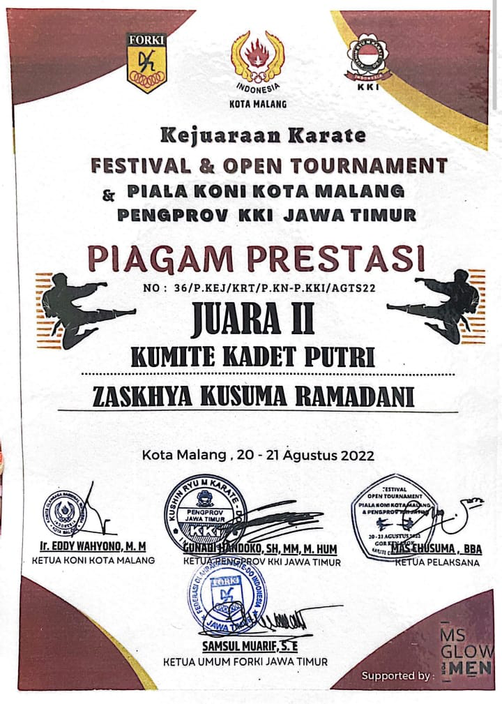 KEJUARAAN KARATE FESTIVAL & OPEN TOURNAMENT & PIALA KONI KOTA MALANG PENGPROV KKI JAWA TIMUR