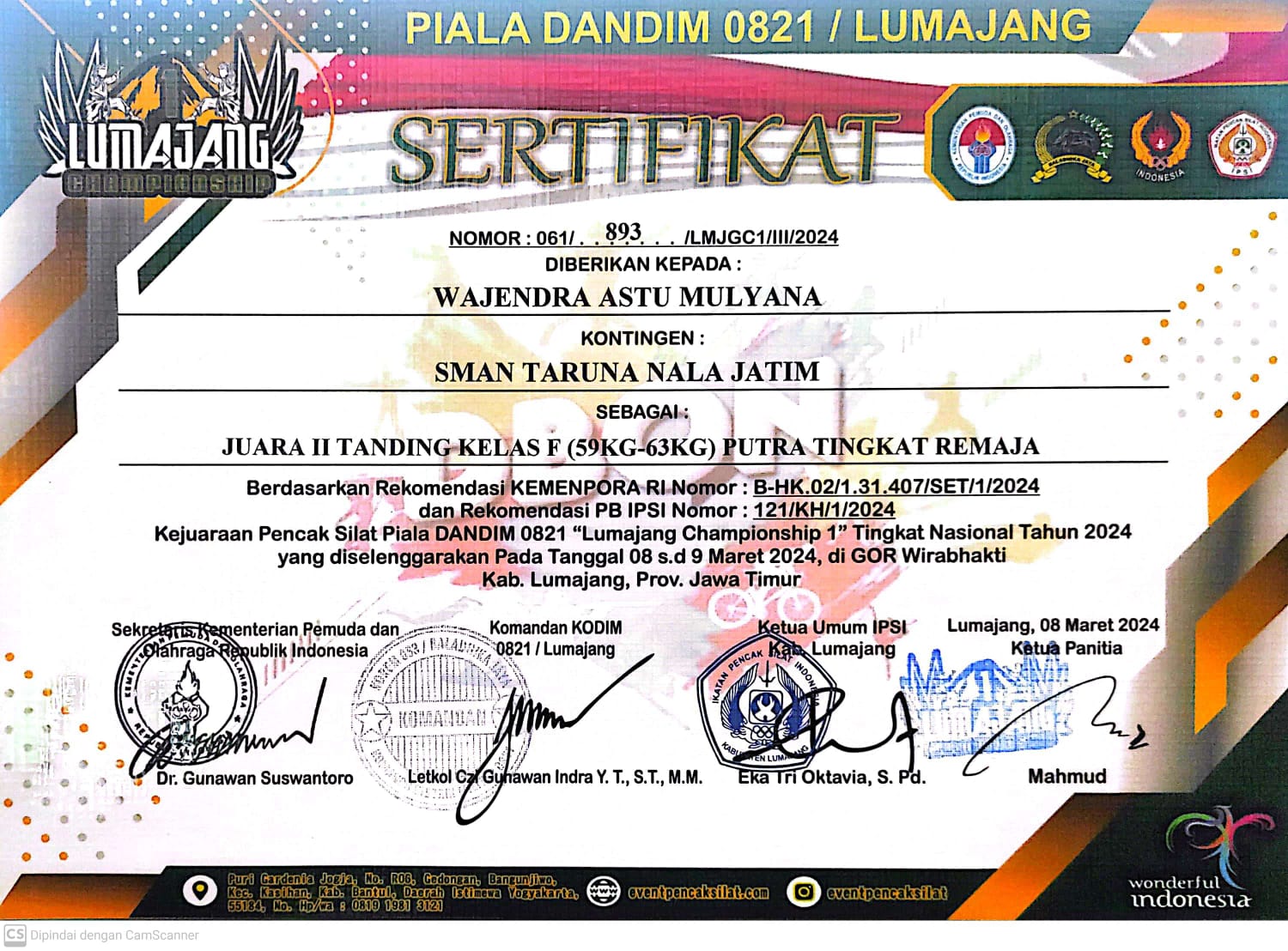 KEJUARAAN PENCAK SILAT PIALA DANDIM 0821 LUMAJANG CHAMPIONSHIP 1