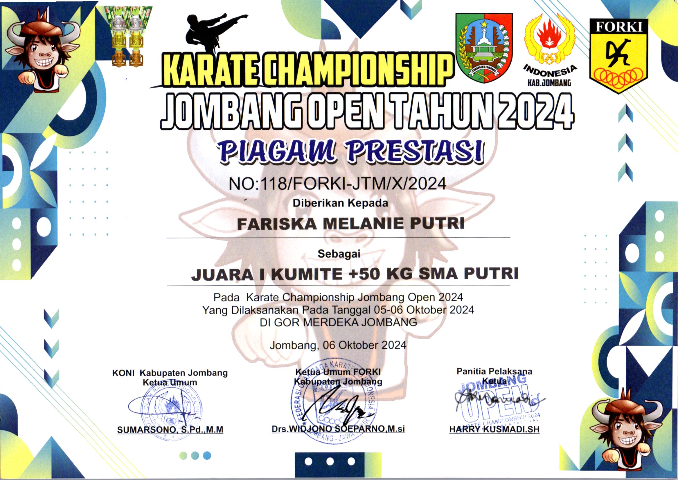 KARATE CHAMPIONSHIP JOMBANG OPEN 2024 KATEGORI KUMITE +50 KG SMA PUTRI 