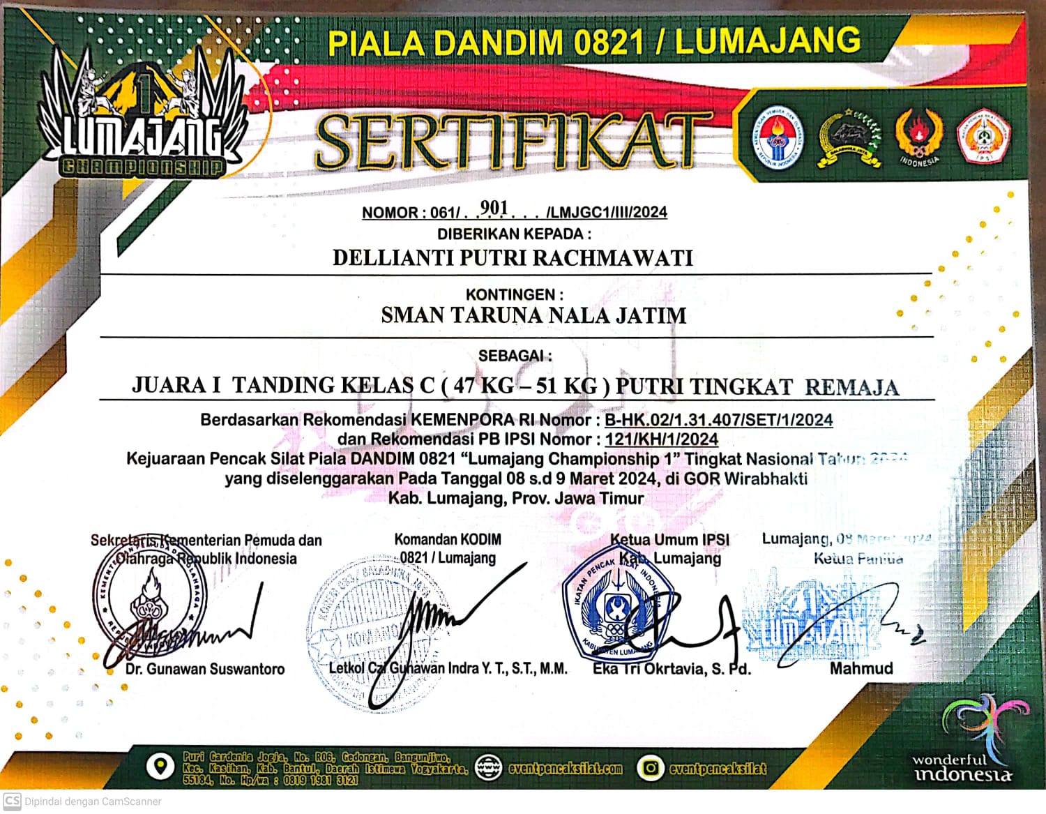 KEJUARAAN PENCAK SILAT PIALA DANDIM 0821 LUMAJANG CHAMPIONSHIP 1