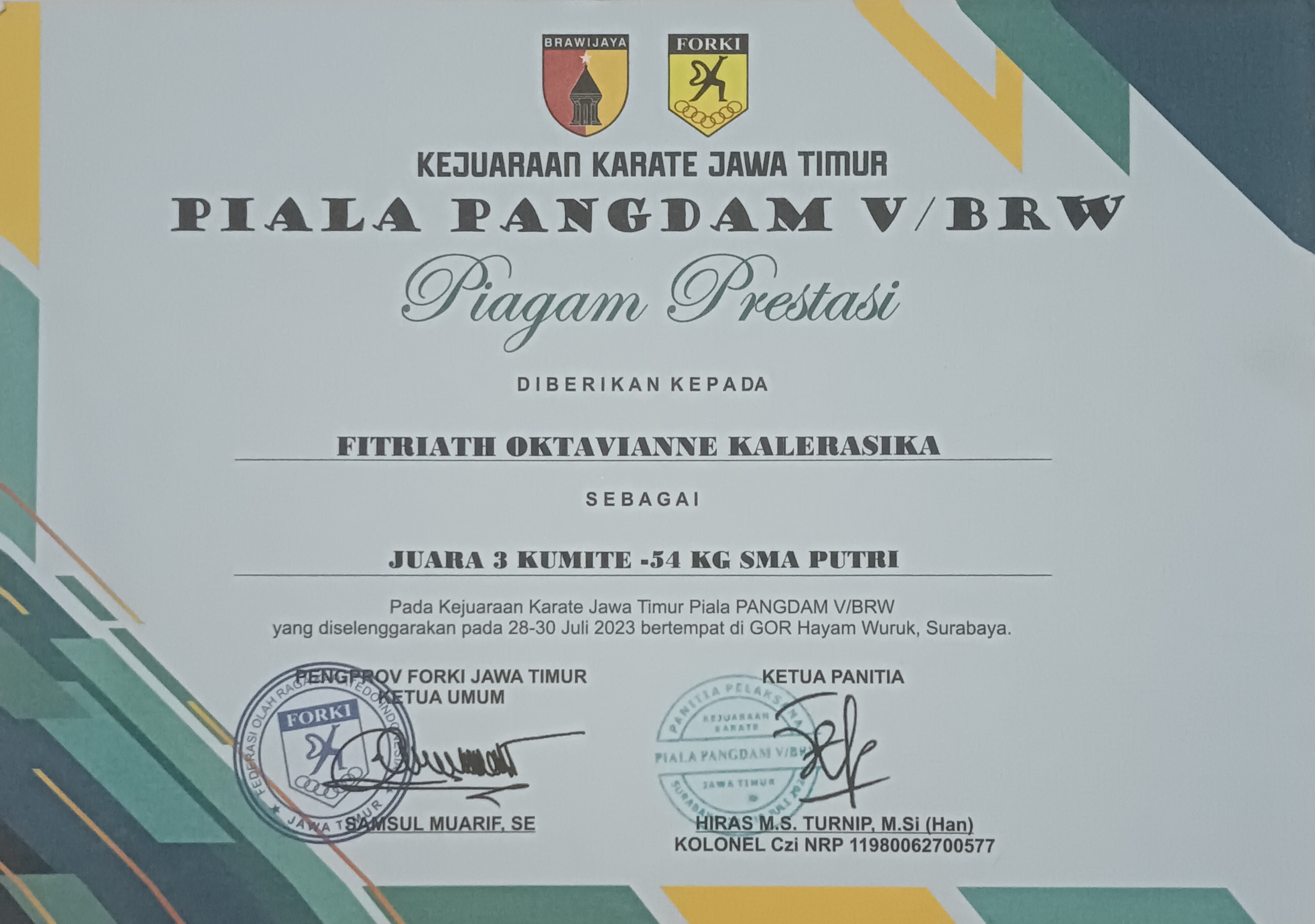 KEJUARAAN KARATE JAWA TIMUR PIALA PANGDAM V/BRAWIJAYA 