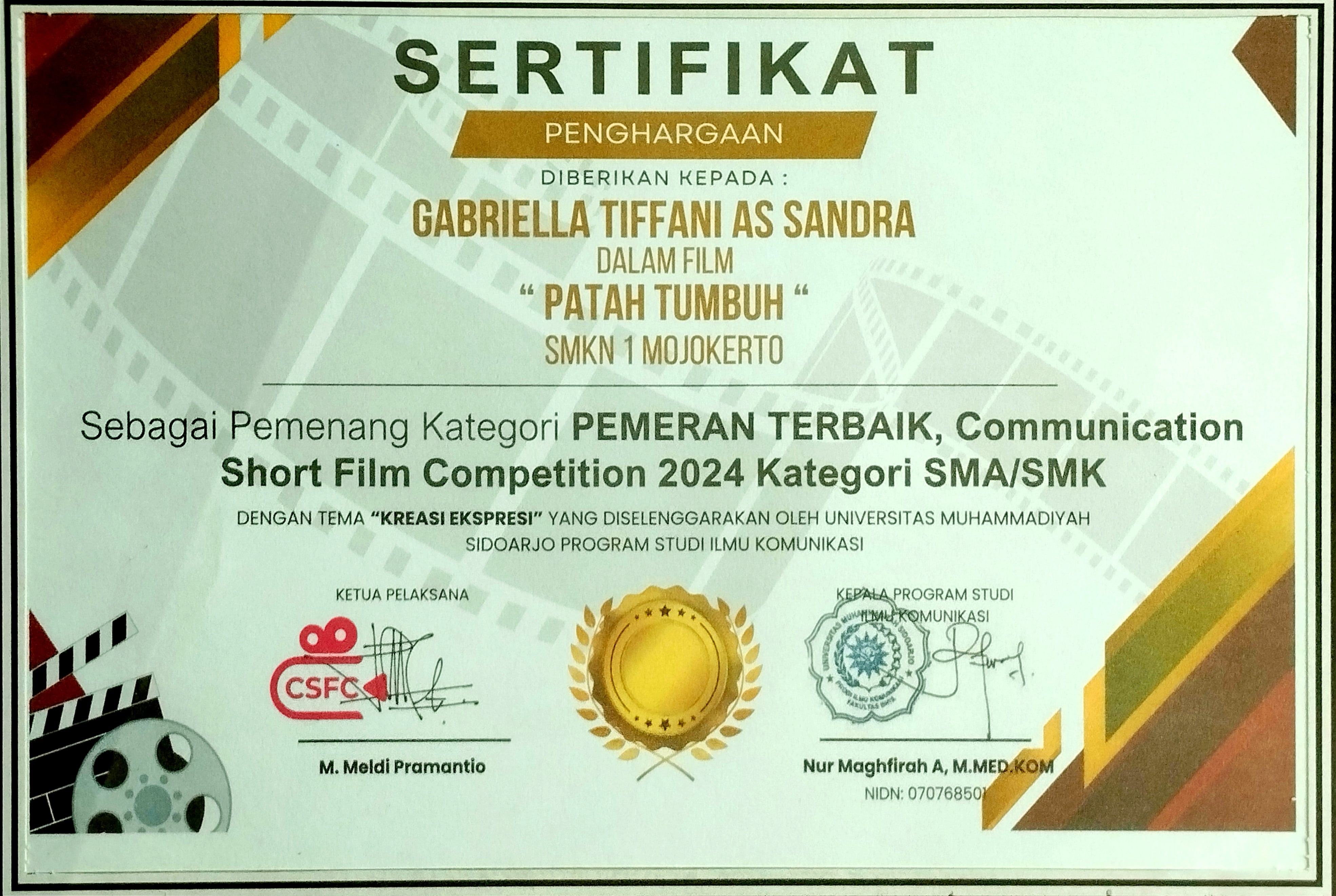 Pemeran terbaik Film Pendek Patah Tumbuh