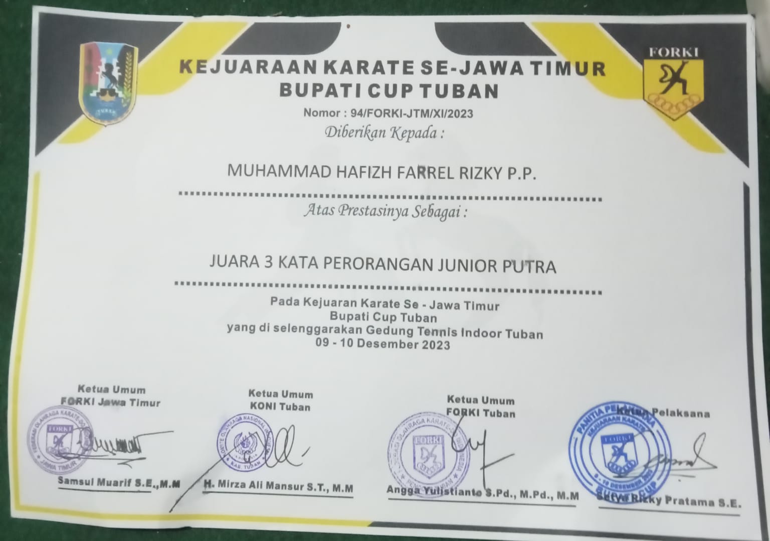  Juara III Kata Perorangan Junior