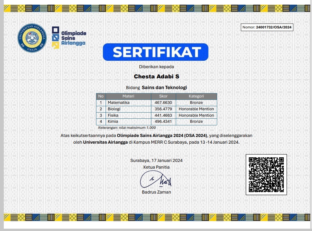 OLIMPIADE SAINS AIRLANGGA 2024 (OSA 2024)