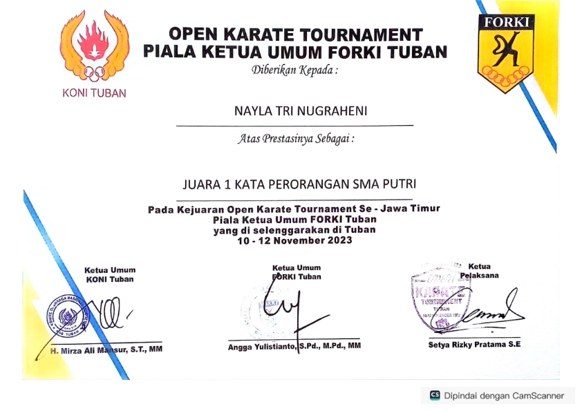 OPEN KARATE TAURNAMENT PIALA KETUA UMUM FORKI TUBAN KATA PERORANGAN SMA PUTRI