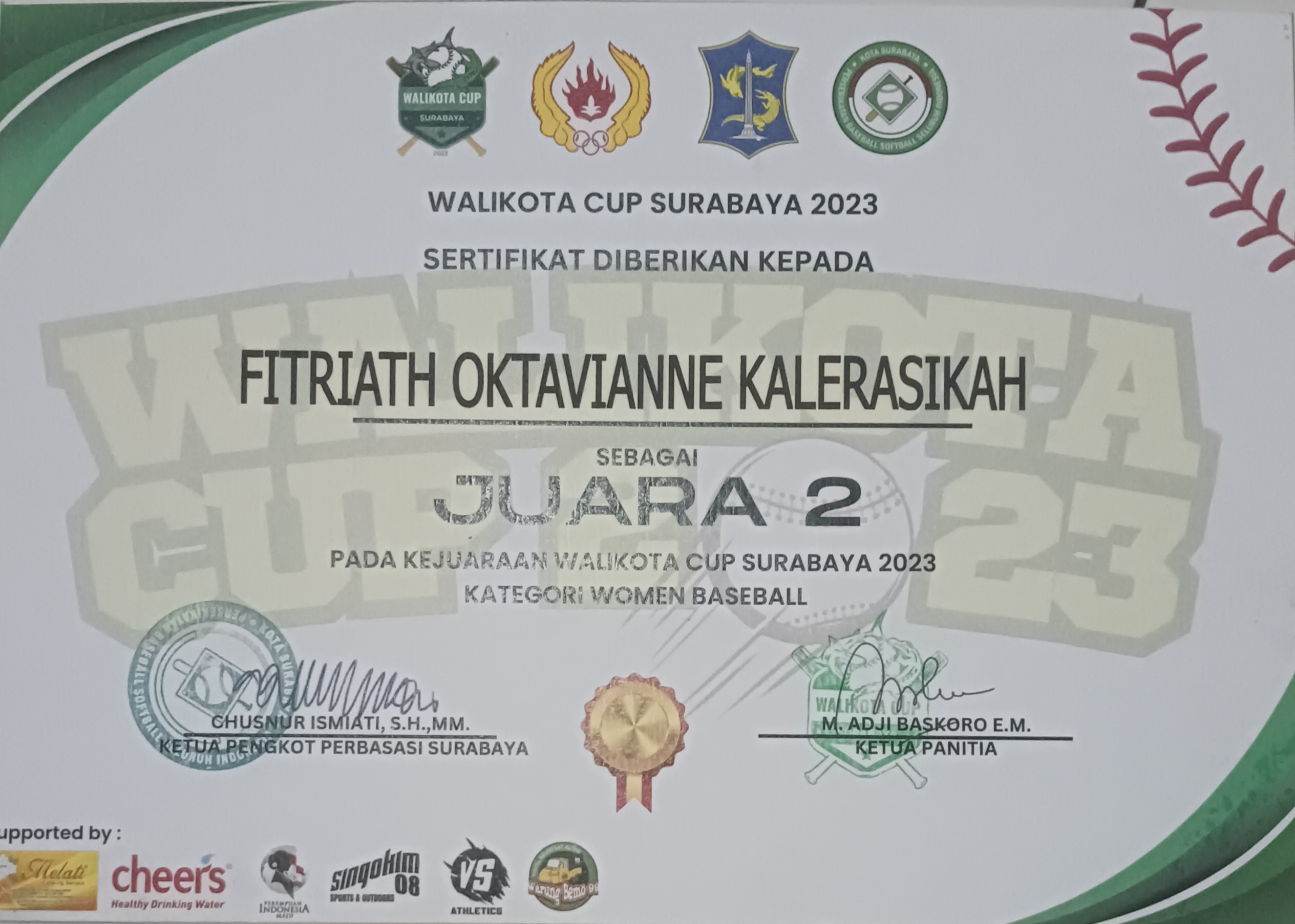 KEJUARAAN WALI KOTA CUP SURABAYA 2023 KATEGORI WOMEN BASEBALL 