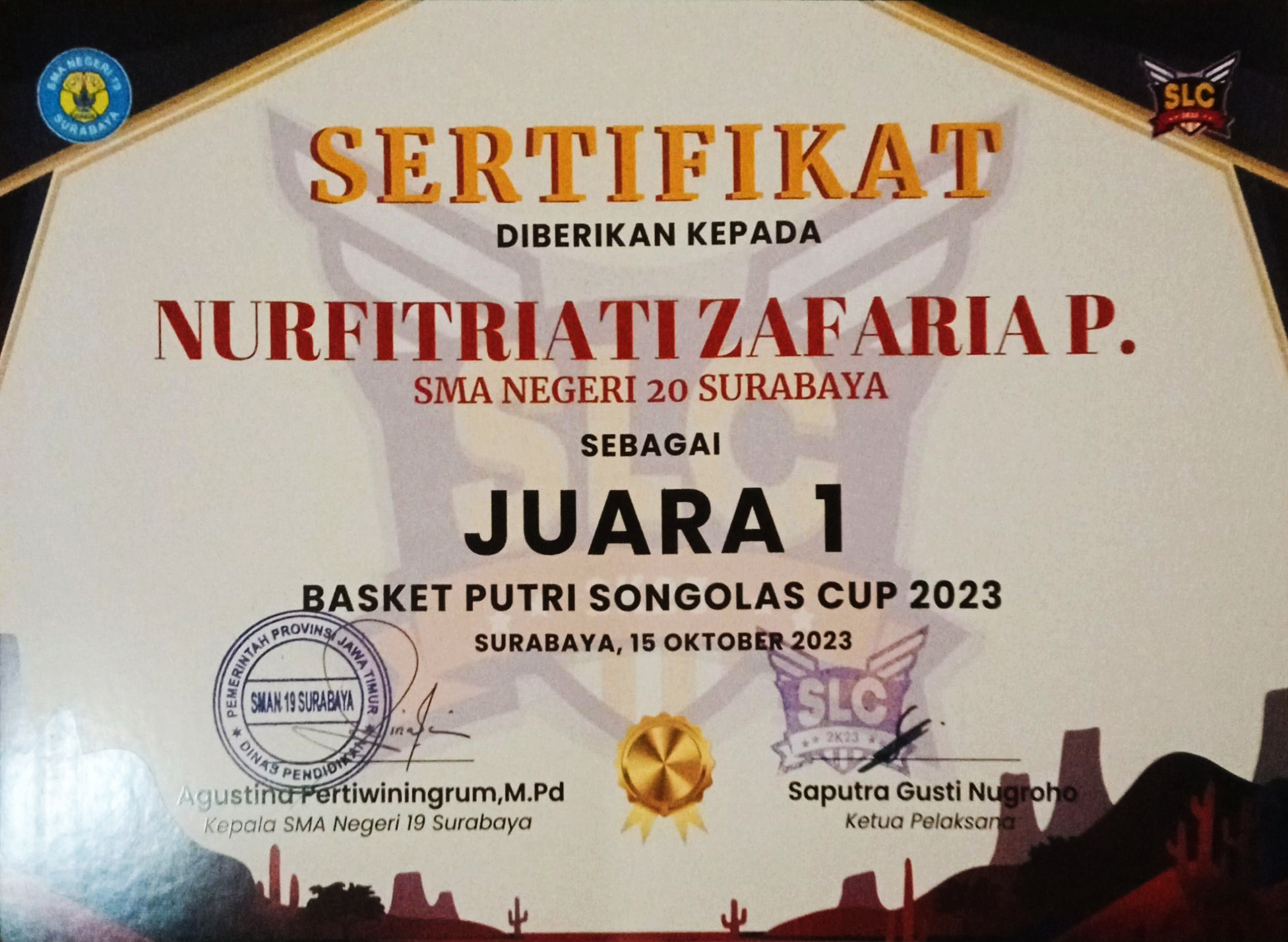 JUARA 1 SONGOLAS CUP BASKET PUTRI 